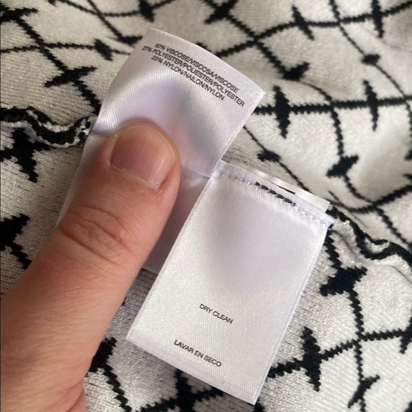 Anne Klein Black and White Patterned Cardigan Sweater - Picture 5 of 6